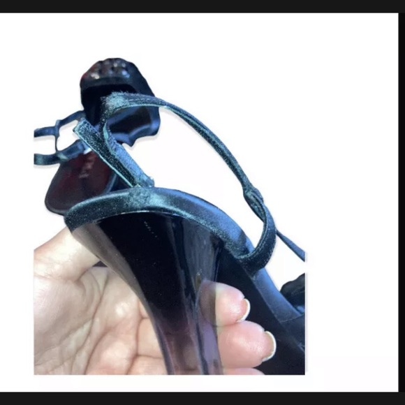 Chunky Prada Slinbacks Large Stone Embellishment black Lucite Ombré Heel - Picture 9 of 9